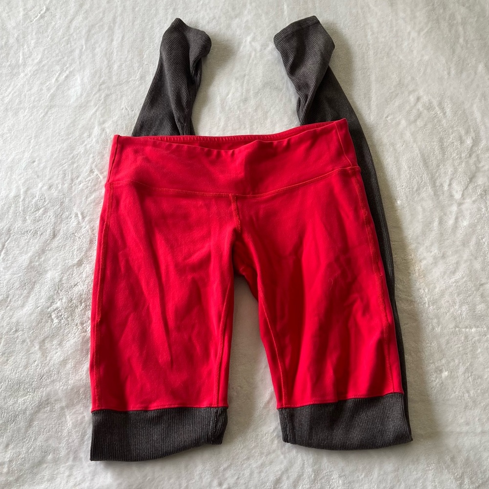 ALO Yoga Red and Gray Leggings - Picture 2 of 8